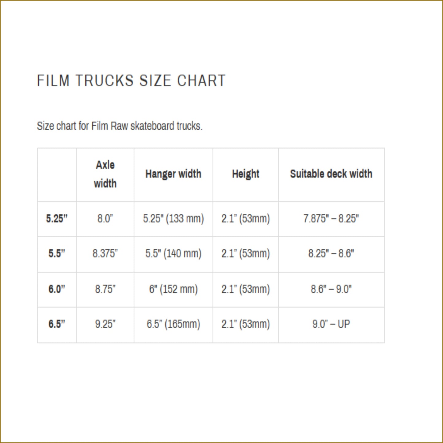 FILM "Raw" Skateboard Trucks (Set of 2)