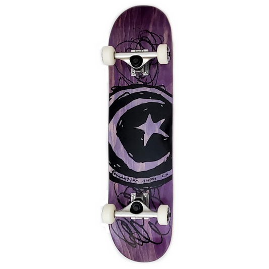 FOUNDATION - Star & Moon Scribble - Custom Complete Skateboard - 7.75"