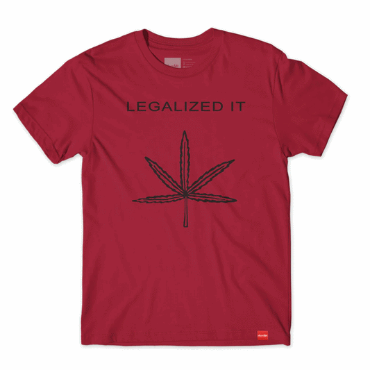 Chocolate - "Legalized It" - Short Sleeve Shirt - Cardinal with Logo size L