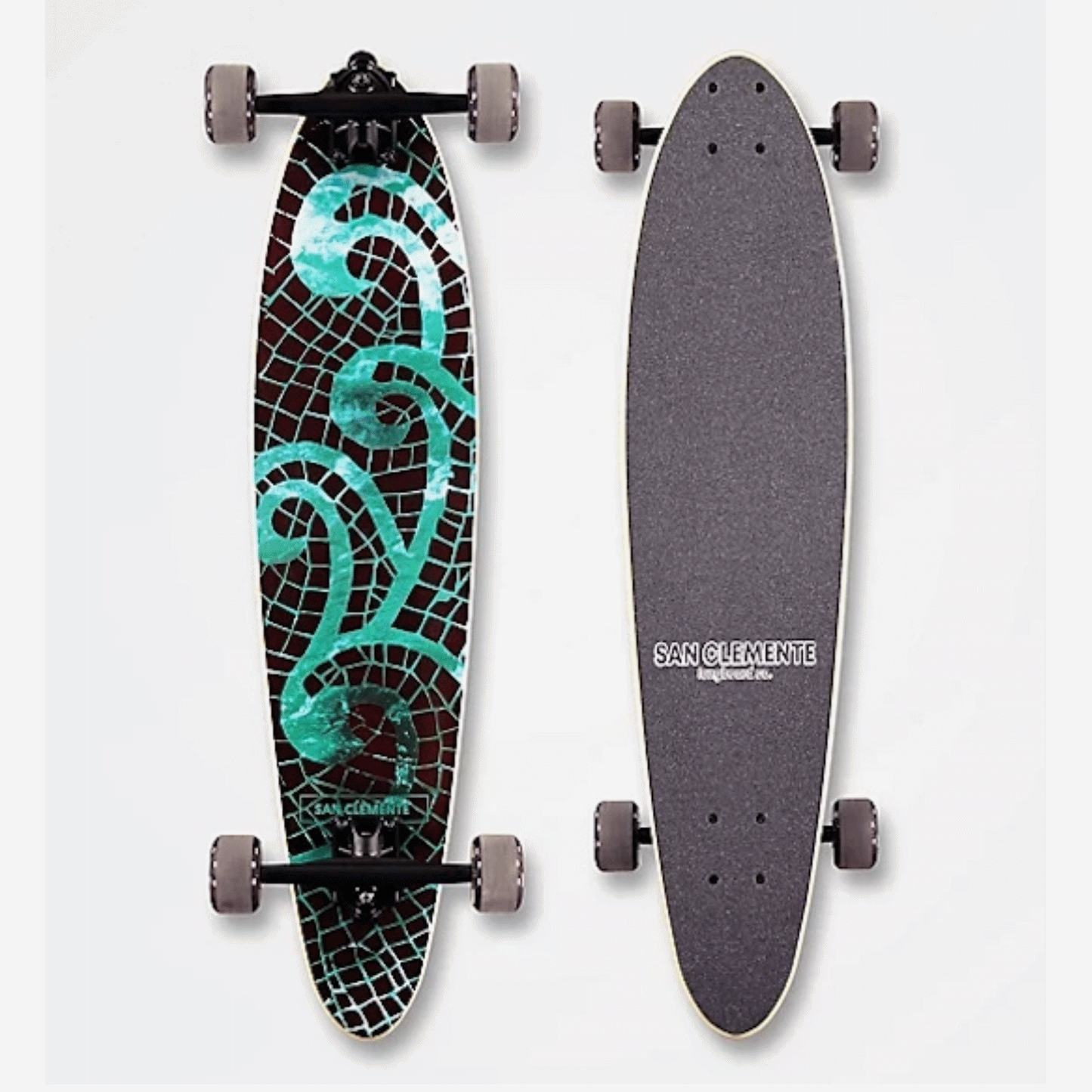 San Clemente Mosaic Sea Pintail Longboard Complete Skateboard - 8" x 34"