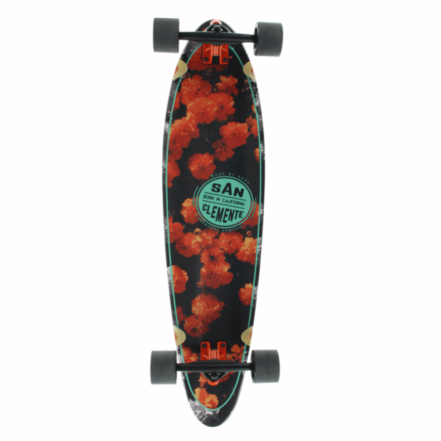 San Clemente Orange Blossom Squashtail Longboard Complete Skateboard - 9" x 36"