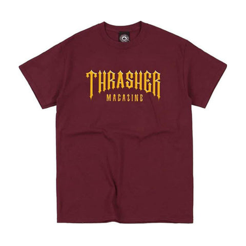 THRASHER - "Low Low Logo" - Short Sleeve Shirt - Maroon w/ Logo