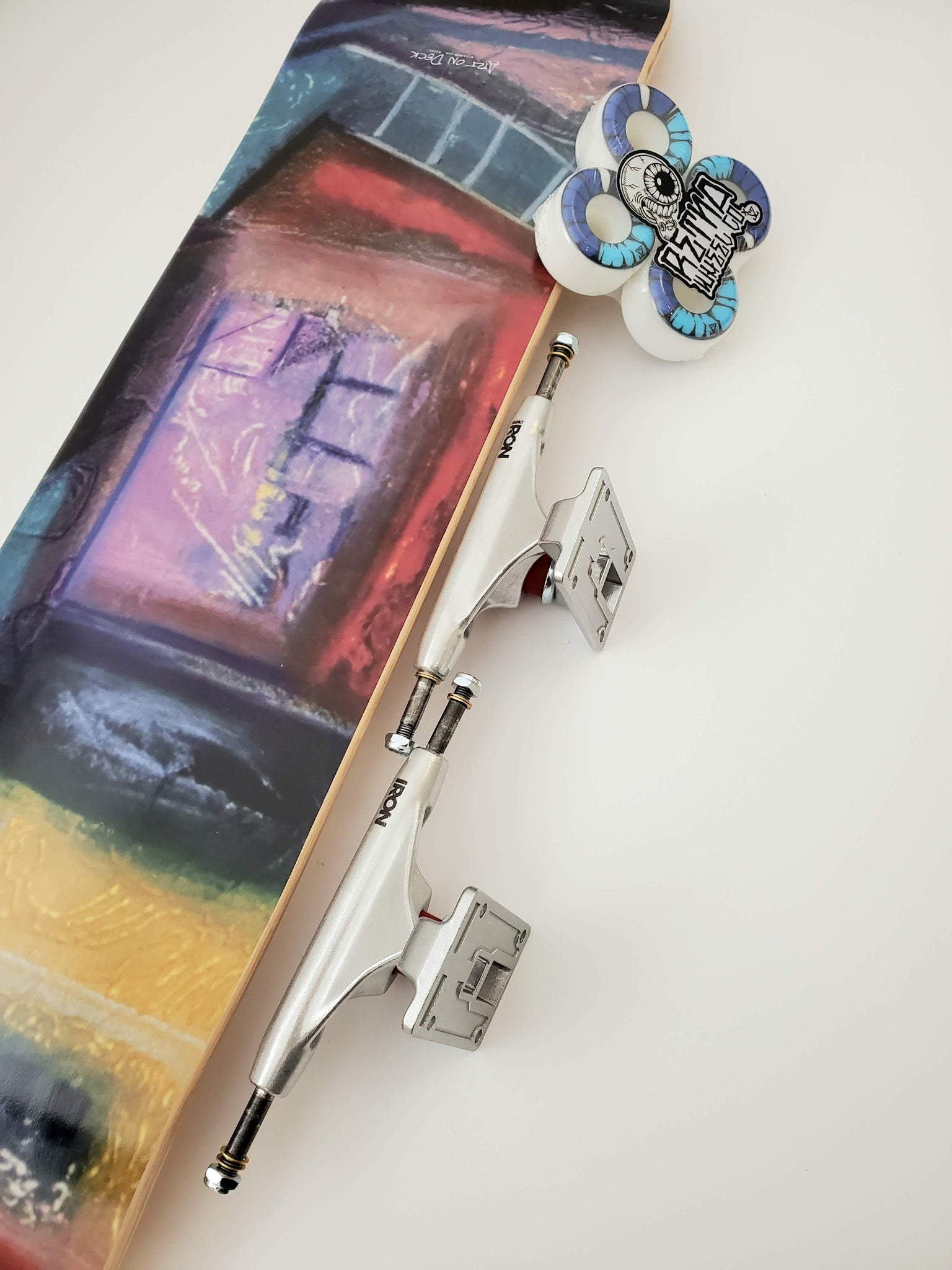 Art on Deck x Gloria Kagawa "Dwelling" complete custom skateboard:  Working Proof Version with Iron Trucks and Retna Wheels
